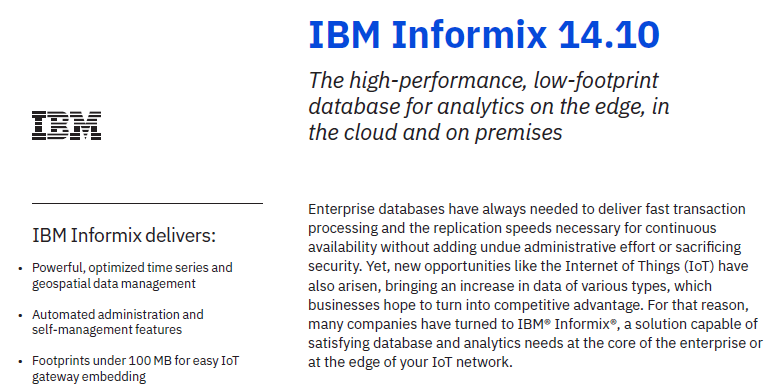 IBM Informix 14.10 IBM Solution Brief - Download
